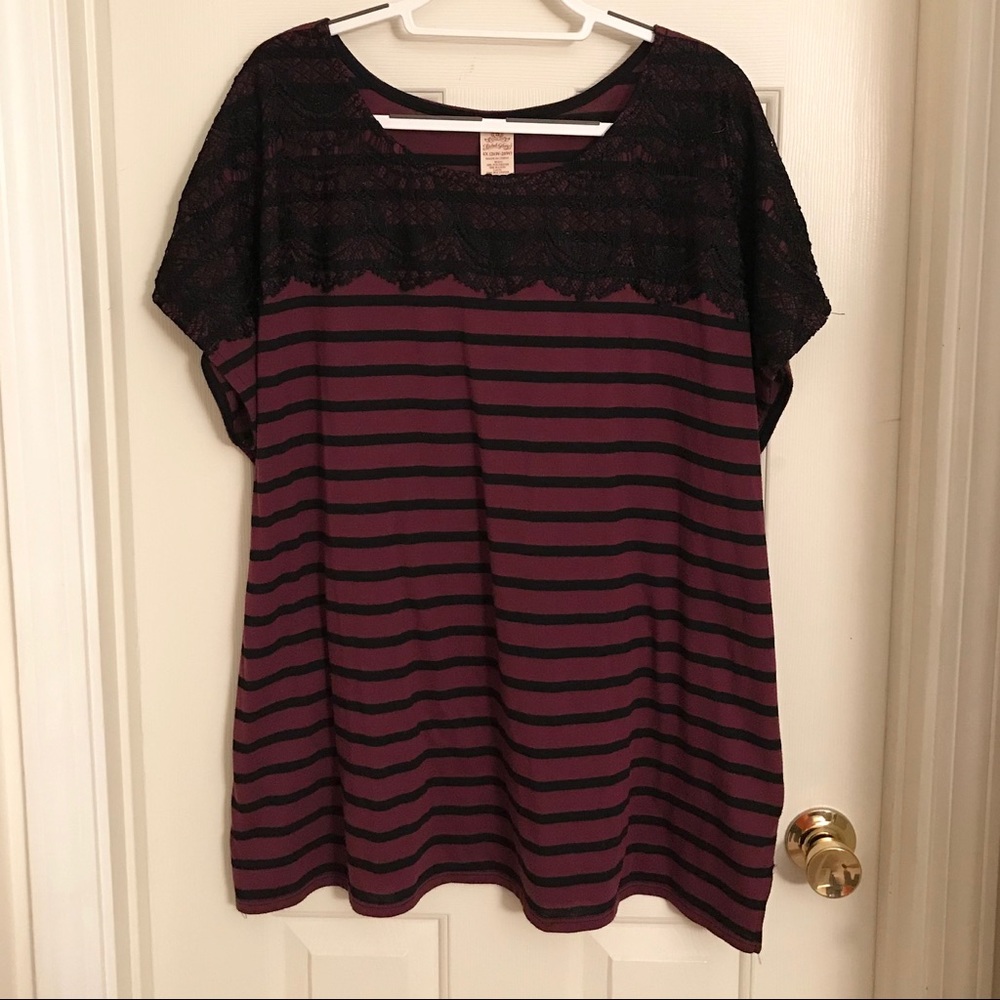 Burgundy Lace Top Shirt